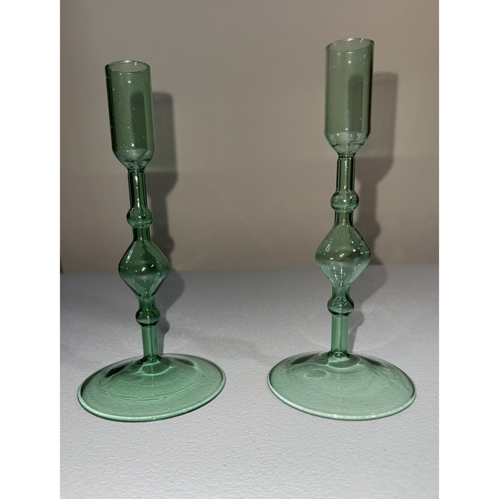 POKETO Glass Candlestick Holder Set of 2 New In Box
